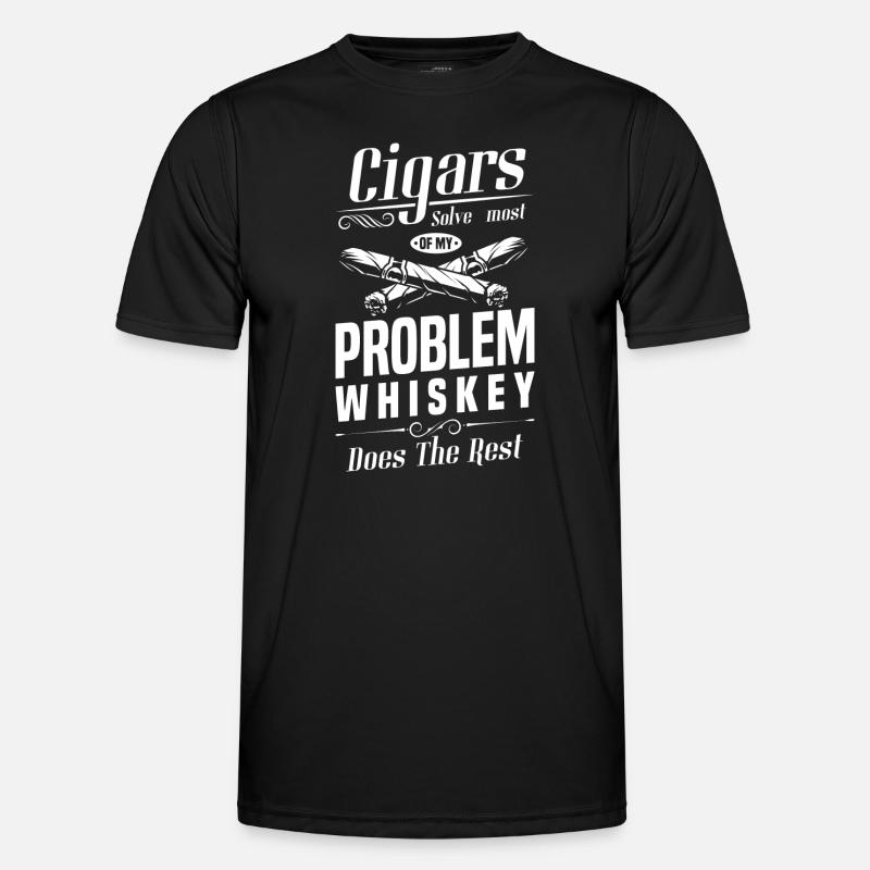 Zigarren Dampfen Whiskey Genuss - Männer Funktions-T-Shirt - Schwarz
