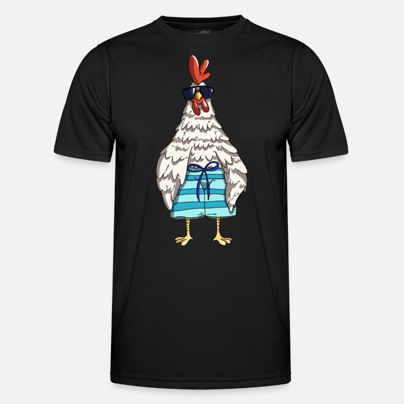 Drôle de poulets de coq et de patron de conception de poulet dans la grange T-shirt sport Homme