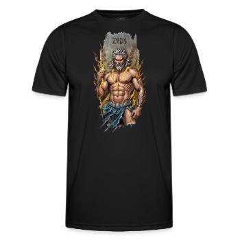 Puissance divine : Zeus brandissant l’éclair - T-shirt sport Homme - noir - Devant - AI Model Male 178 dark (178cm)