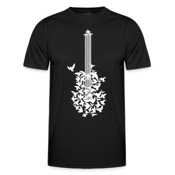 Birds of Peace - Oiseaux de Paix - Forme guitare - T-shirt sport Homme - noir - Devant - AI Model Male 178 dark (178cm)