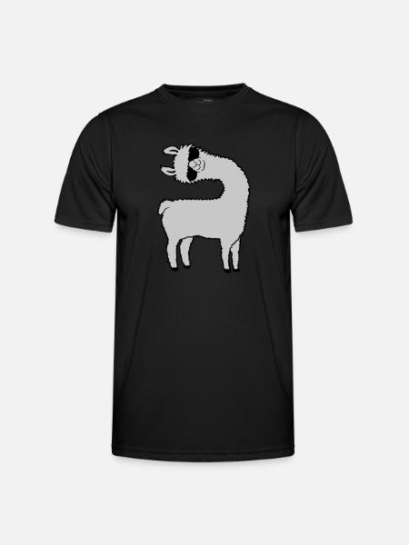 Lama looks crooked - Men's Functional T-Shirt - black