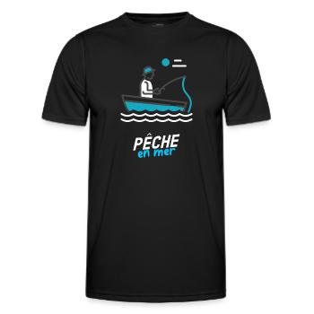 Pêche en mer - T-shirt sport Homme - noir - Devant - AI Model Male 178 dark (178cm)