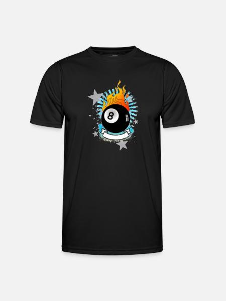 Burning 8-Ball (Billiards design) 01 - Men's Functional T-Shirt - black