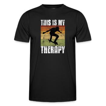 Ceci est ma thérapie Skateboard Skateboarder Skate - T-shirt sport Homme - noir - Devant - AI Model Male 178 dark (178cm)