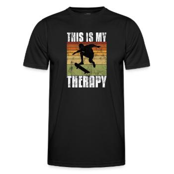 Ceci est ma thérapie Skateboard Skateboarder Skate - T-shirt sport Homme - noir - Devant - AI Model Male 178 dark (178cm)