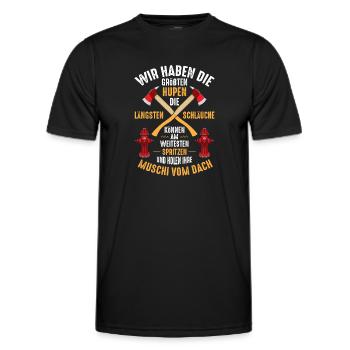 Feuerwehr große Hupen Lange Schläuche - Männer Funktions-T-Shirt - Schwarz - Vorne - AI Model Male 178 dark (178cm)