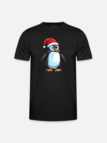 Tête d’animal de Noël pingouin - T-shirt sport Homme - noir