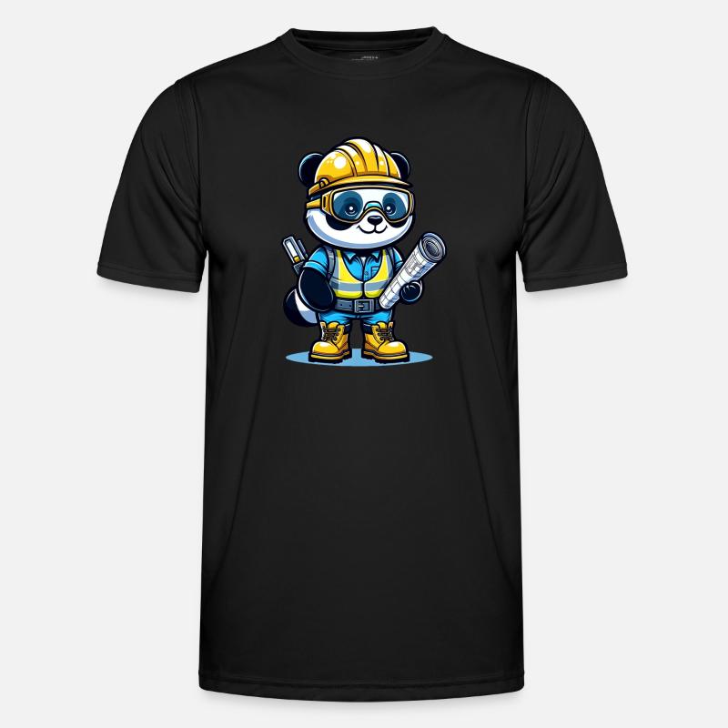 Cute Panda Construction Worker - Men's Functional T-Shirt - black