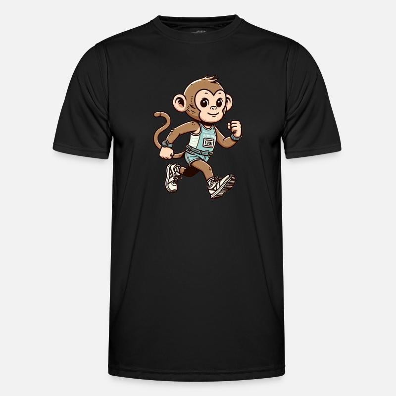 Cute Marathon Runner Monkey - Men's Functional T-Shirt - black