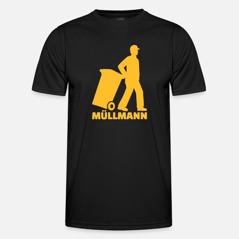 Müllmann - Männer Funktions-T-Shirt - Schwarz