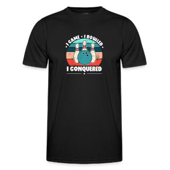 Ich kam, ich habe gebowlt, ich habe lustiges Bowling erobert - Männer Funktions-T-Shirt - Schwarz - Vorne - AI Model Male 178 dark (178cm)
