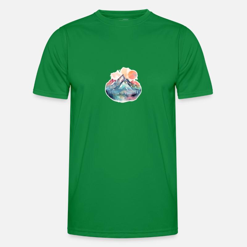 Mountain Landscape with Full Moon 2 Männer Funktions-T-Shirt