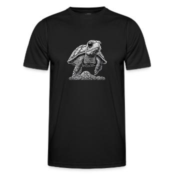 Bébé tortue nageuse noire et blanche - T-shirt sport Homme - noir - Devant - AI Model Male 178 dark (178cm)