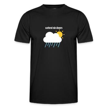 scattered rain showers - occasional rain showers - Men's Functional T-Shirt - black - Front - AI Model Male 178 dark (178cm)