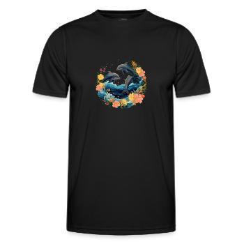 Three Dolphins under Water - Männer Funktions-T-Shirt - Schwarz - Vorne - AI Model Male 178 dark (178cm)