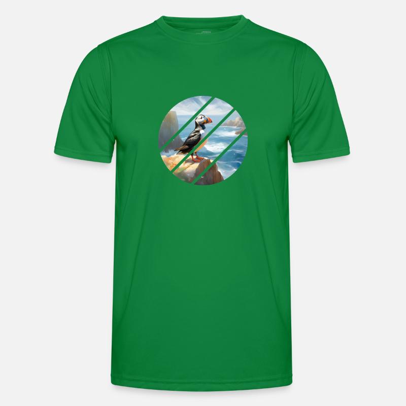 Puffin on a cliff Men's Functional T-Shirt