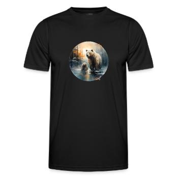 Famille des grizzlis - T-shirt sport Homme - noir - Devant - AI Model Male 178 dark (178cm)