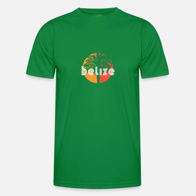 Belize Artistic Vacation Souvenir Palm Tree Men's Functional T-Shirt