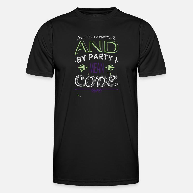 programming computer scientist happy - Männer Funktions-T-Shirt - Schwarz