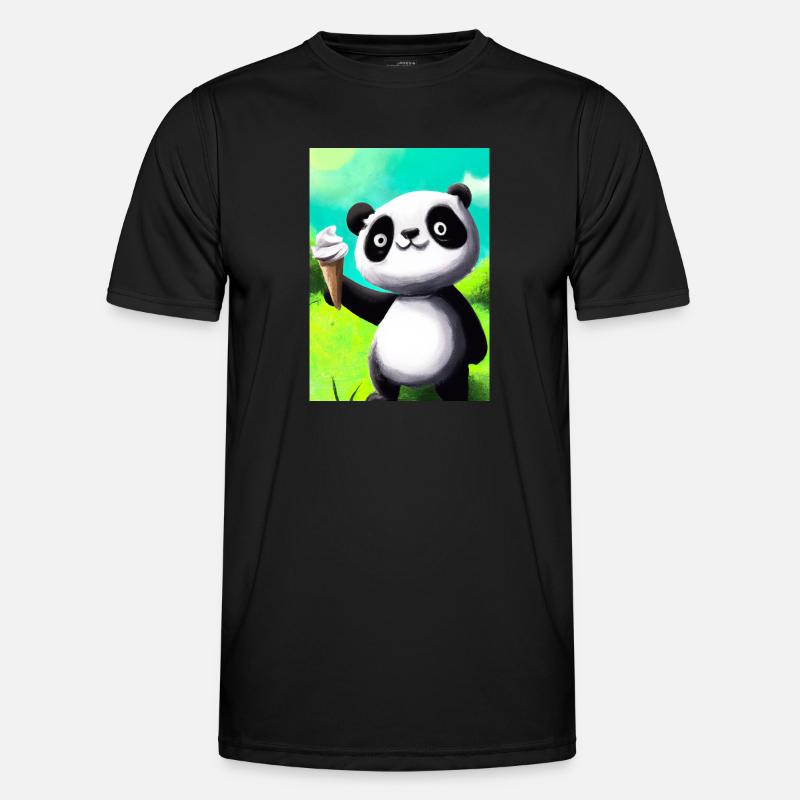 Panda mit Eiscreme - Männer Funktions-T-Shirt - Schwarz
