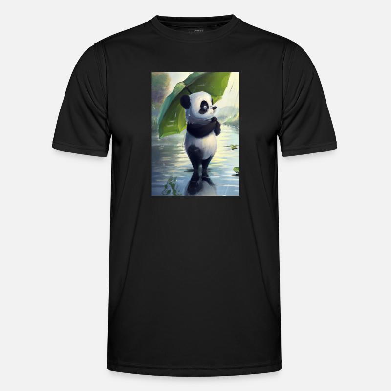 Panda mit Blattschirm Männer Funktions-T-Shirt