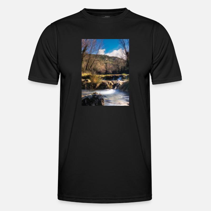 Forest River Wasserfall Männer Funktions-T-Shirt