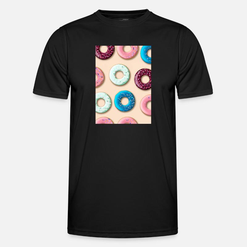 Donuts-Muster - Männer Funktions-T-Shirt - Schwarz