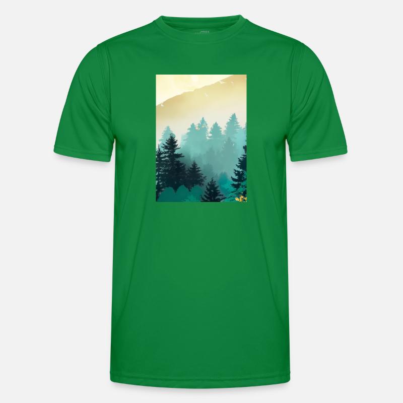 Nebliger Wald Männer Funktions-T-Shirt