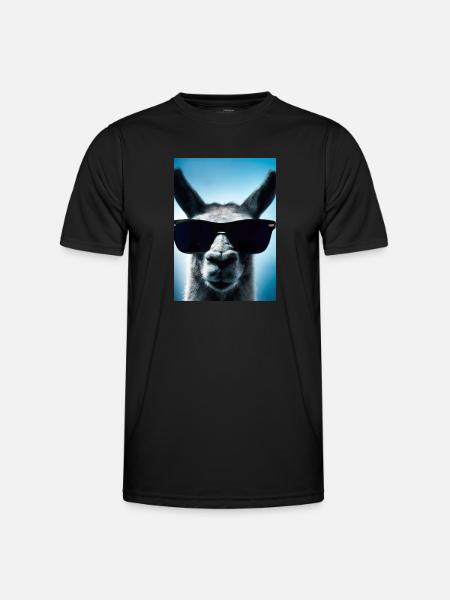 Lama mit Sonnenbrille - Männer Funktions-T-Shirt - Schwarz