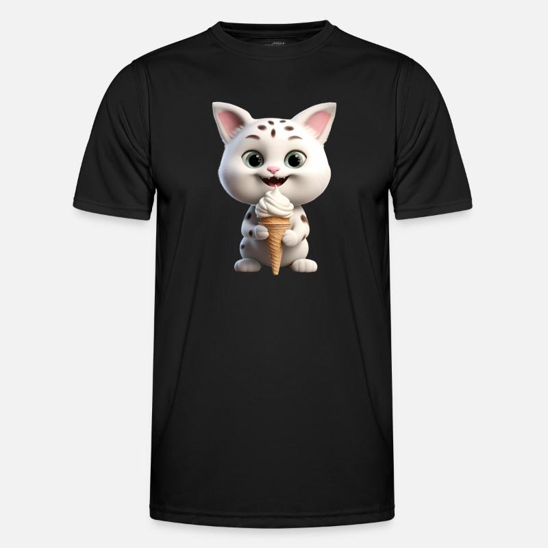 Katze mit Eis - Männer Funktions-T-Shirt - Schwarz