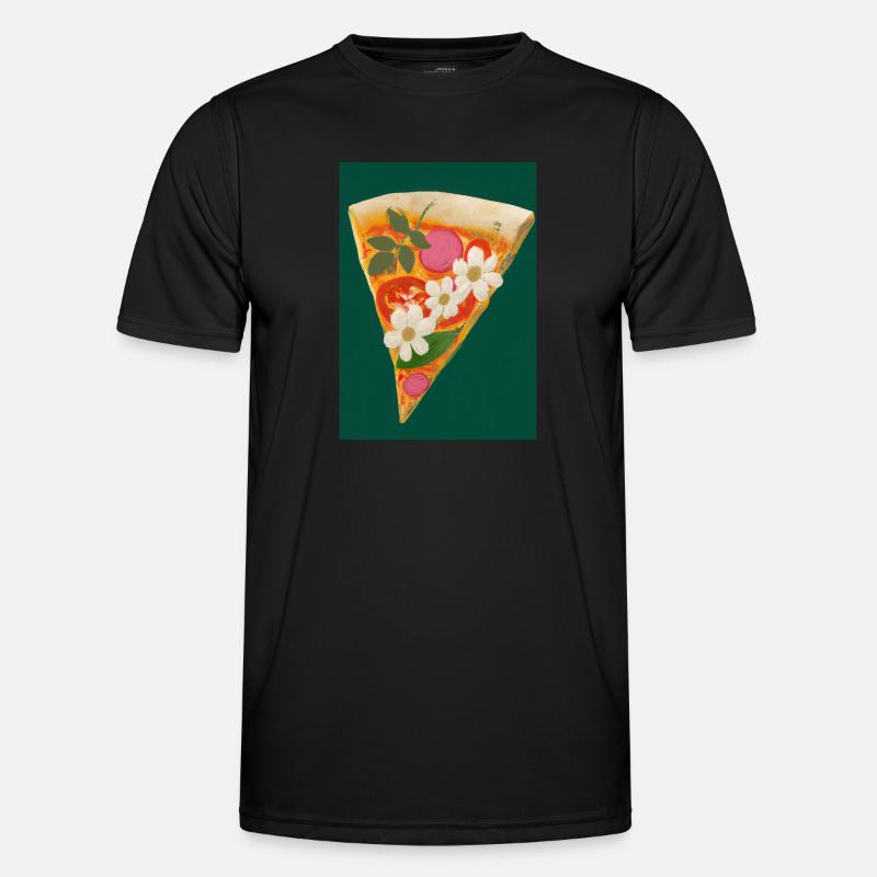 Blümchen-Pizza Männer Funktions-T-Shirt