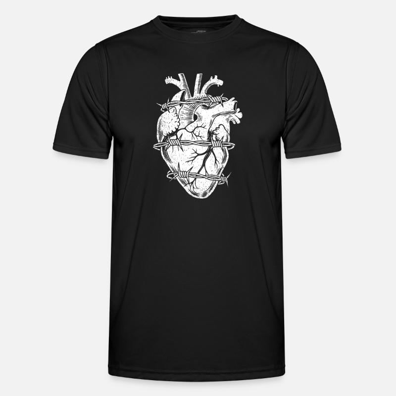 Stacheldraht Herz - Männer Funktions-T-Shirt - Schwarz