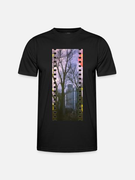 Frankfurt Skyline Panorama - Männer Funktions-T-Shirt - Schwarz