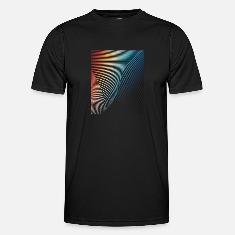 abstract geometric pattern spiral wave - Men's Functional T-Shirt - black