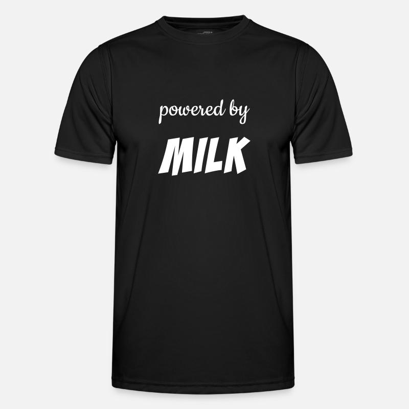 Powered by Milk - Black&White Männer Funktions-T-Shirt