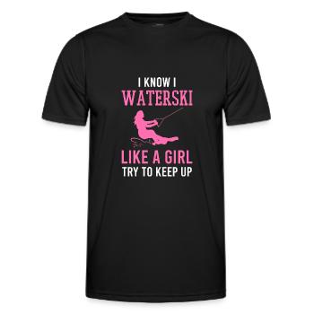 Water ski - Men's Functional T-Shirt - black - Front - AI Model Male 178 dark (178cm)
