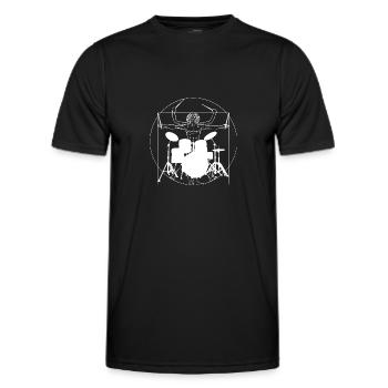 Drummer Vitruvian Man Drumsticks - Männer Funktions-T-Shirt - Schwarz - Vorne - AI Model Male 178 dark (178cm)