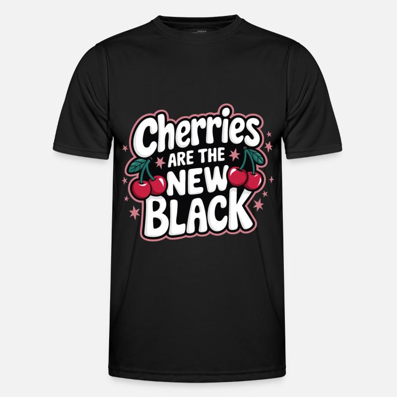 Kirsche Kirschen Früchte Essen - Männer Funktions-T-Shirt - Schwarz