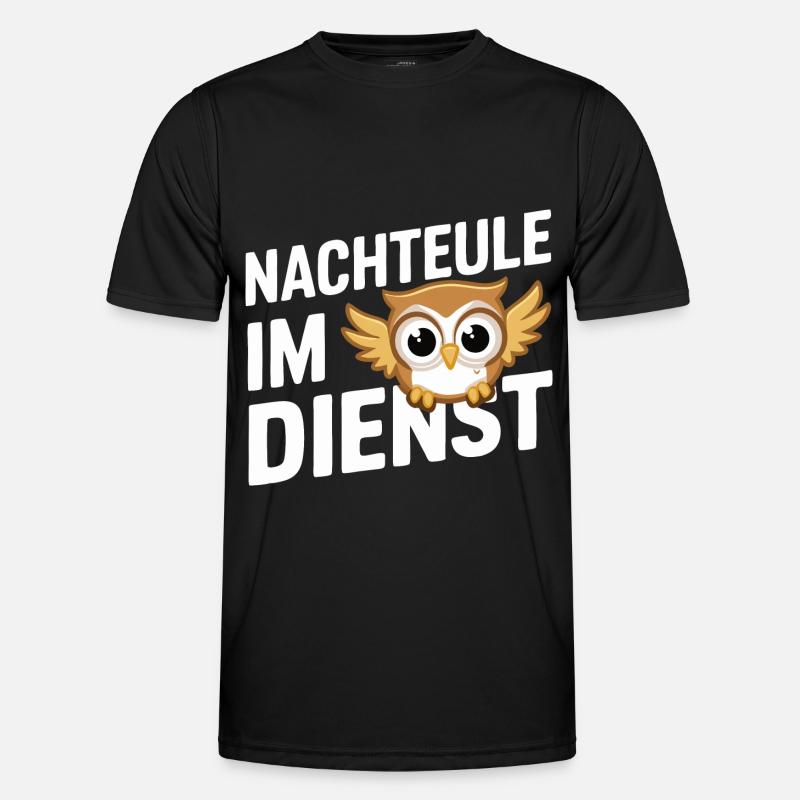 Nachteule Eule Eulen Vogel - Männer Funktions-T-Shirt - Schwarz