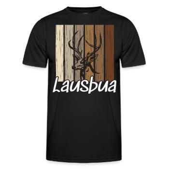 Lausbua Hirsch Lederhosen - Männer Funktions-T-Shirt - Schwarz - Vorne - AI Model Male 178 dark (178cm)