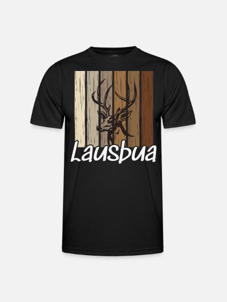 Lausbua Hirsch Lederhosen - Männer Funktions-T-Shirt - Schwarz