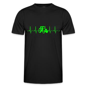 ECG HEARTBEAT HEARTBEAT TRACTEUR AGRICULTEUR AGRICULTEUR - T-shirt sport Homme - noir - Devant - AI Model Male 178 dark (178cm)