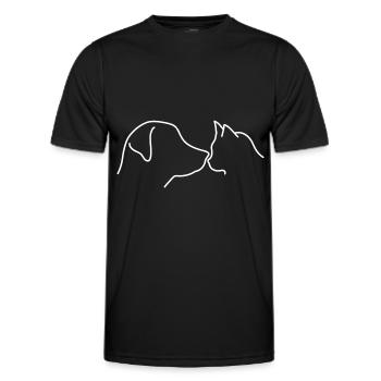 Chien Chat Amour Cohésion Lumineuse - T-shirt sport Homme - noir - Devant - AI Model Male 178 dark (178cm)