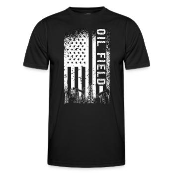 Travailleur pétrolier Champ pétrolifère Plate-forme pétrolière Roughneck Gas - T-shirt sport Homme - noir - Devant - AI Model Male 178 dark (178cm)