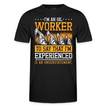 Travailleur des champs pétrolifères Je suis un travailleur du pétrole Roughneck - T-shirt sport Homme - noir - Devant - AI Model Male 178 dark (178cm)