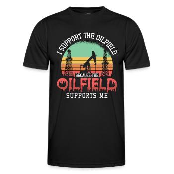 Travailleurs des champs pétrolifères Je soutiens Oilfield Plant Retro - T-shirt sport Homme - noir - Devant - AI Model Male 178 dark (178cm)