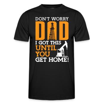 Travailleurs des champs pétrolifères Ne t’inquiète pas, papa, - T-shirt sport Homme - noir - Devant - AI Model Male 178 dark (178cm)