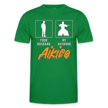 Aïkido Ton Mari Mon Mari Combattant Samouraï - T-shirt sport Homme - vert - Devant - AI Model Male 178 dark (178cm)