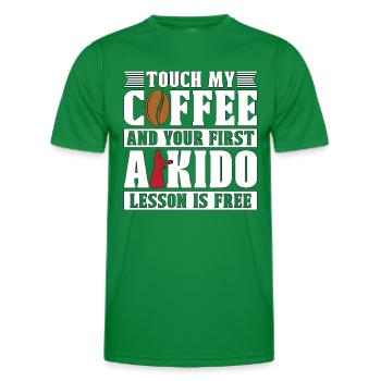Aikido Touch My Coffee Fighter Martial Art Samurai - Men's Functional T-Shirt - kelly green - Front - AI Model Male 178 dark (178cm)