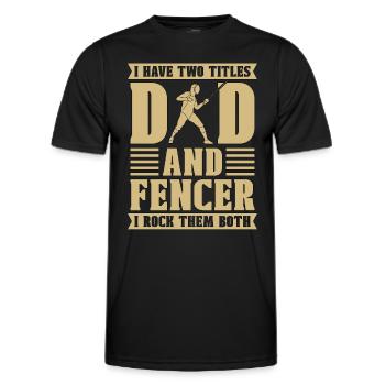 Escrime J’ai deux titres Papa et Épéiste Escrimeur - T-shirt sport Homme - noir - Devant - AI Model Male 178 dark (178cm)